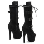 15cm Platform Ankle Boots - Lace-Up Dance Booties