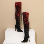 Gradient Sequin Over-the-Knee Boots | 11cm Heel