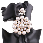 Faux Pearl Drop Earrings | Rhinestone Sparkle | Clip or Pin