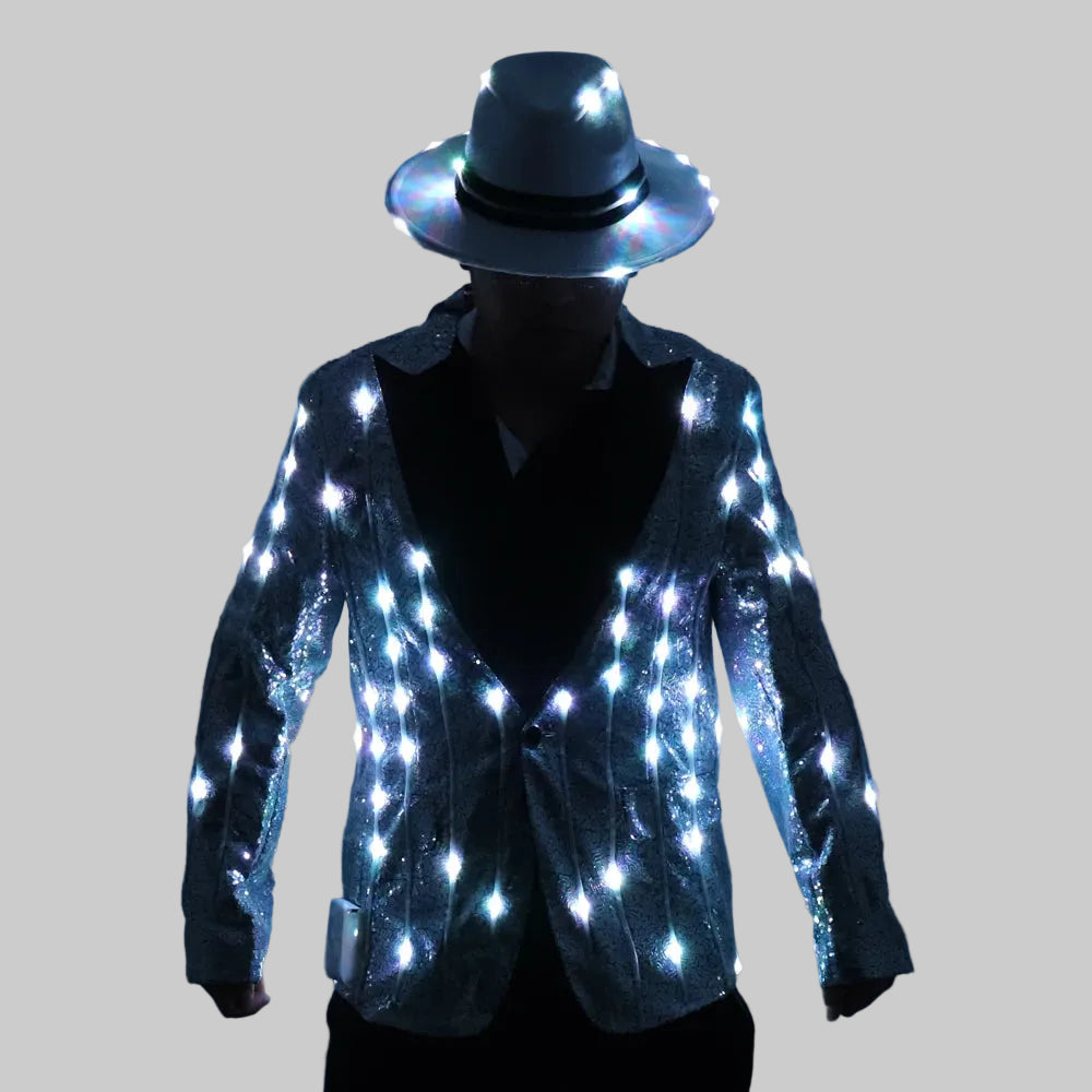 LED Sequin Performance Suit Jacket - Light Up Slim Fit Blazer for Performers