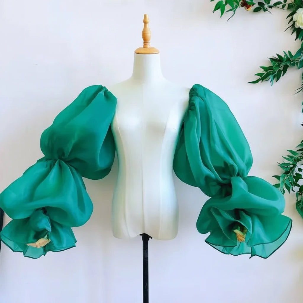 Puffy Organza Detachable Sleeves | Pageant & Bridal Accessory