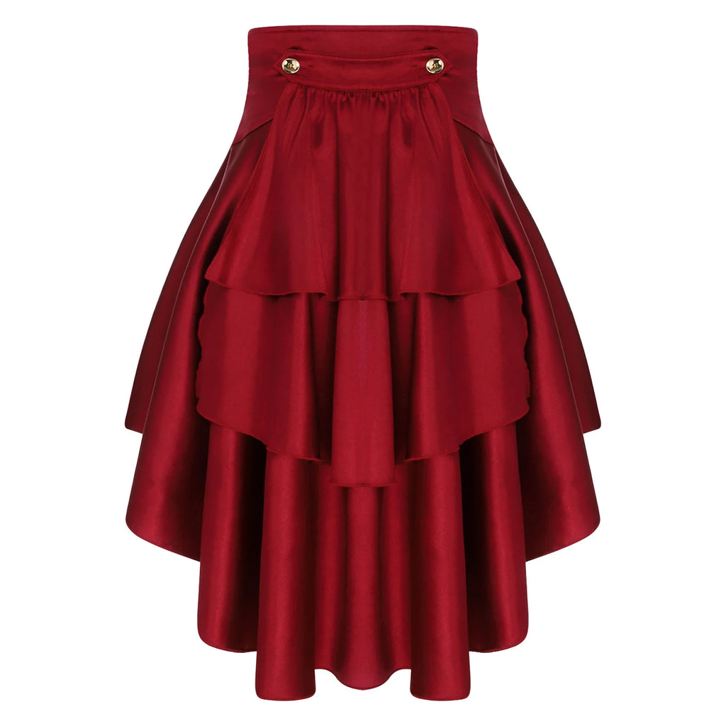 Gothic Bustle Skirt | Lace-Up Waist | Tiered Hem