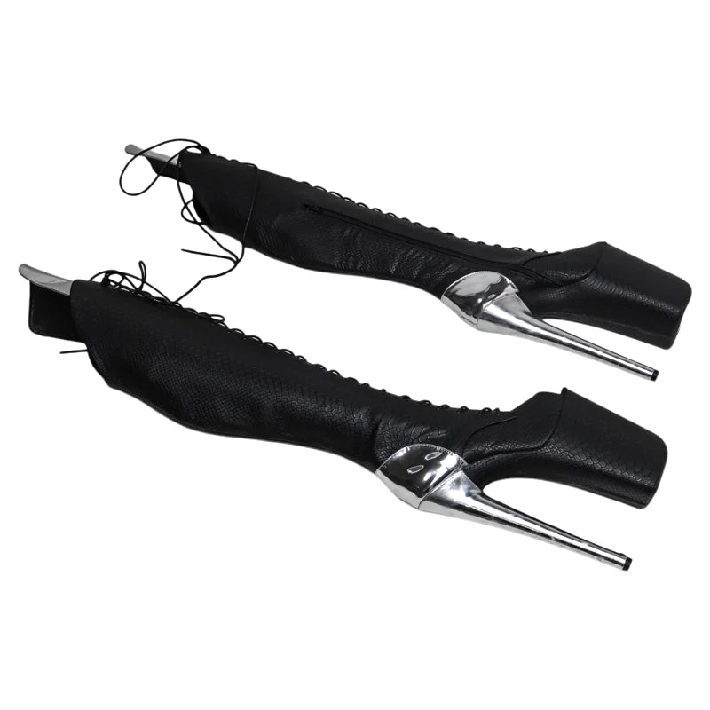 9-Inch Matte Platform Thigh-High Boots - Over the Knee Boots