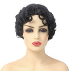 1920s Finger Wave Wig | Short Curly | Natural Black