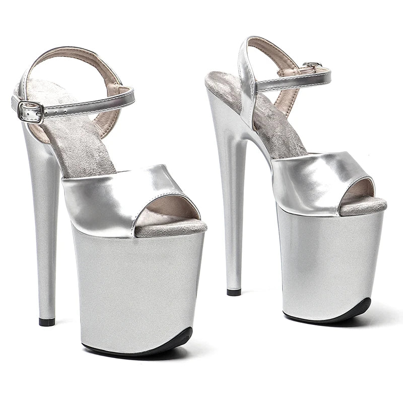 20CM Platform Sandals - Patent Finish High Heel Pole Dance Shoes