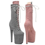 20cm Two-Tone Glitter Ankle Boots - Suede Platform Dance Boots