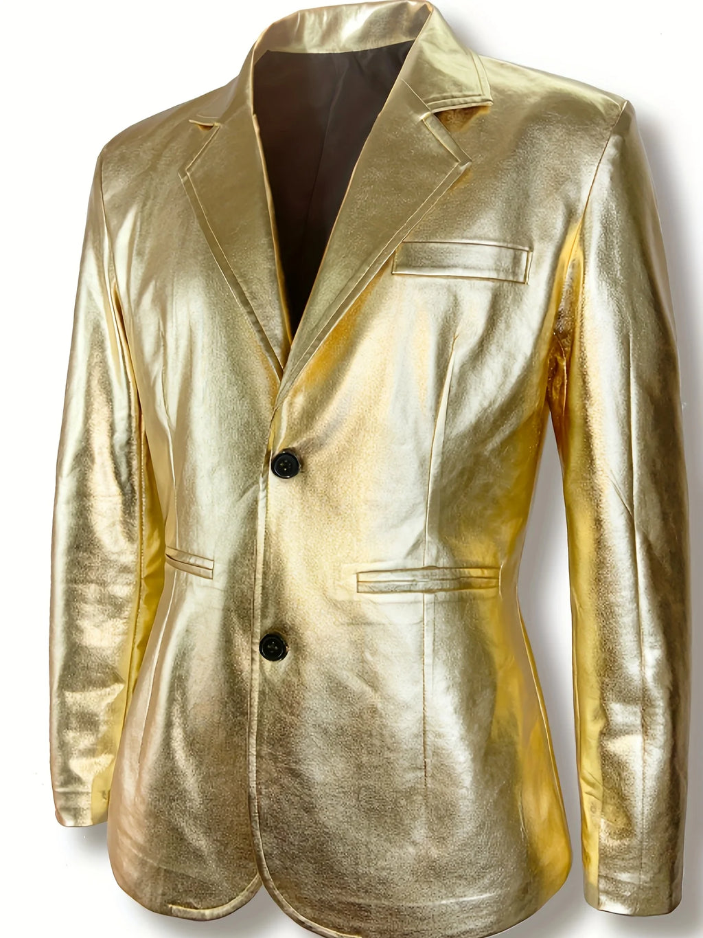 Men's Metallic 2-Piece Suit | Slim Fit Blazer & Pants | Stage & Party | Gold