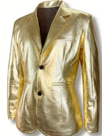 Men's Metallic 2-Piece Suit | Slim Fit Blazer & Pants | Stage & Party | Gold