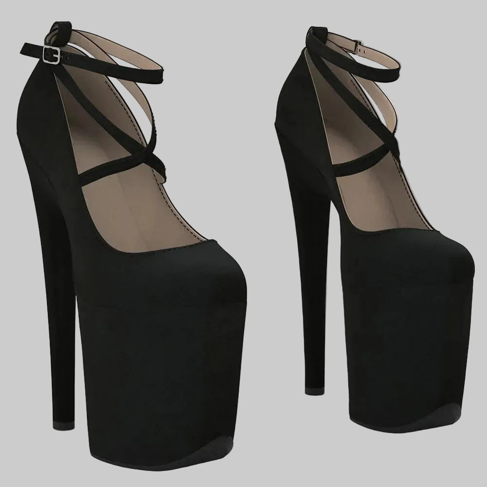 8-Inch Suede Platform Heels - Professional Pole Dance Shoes