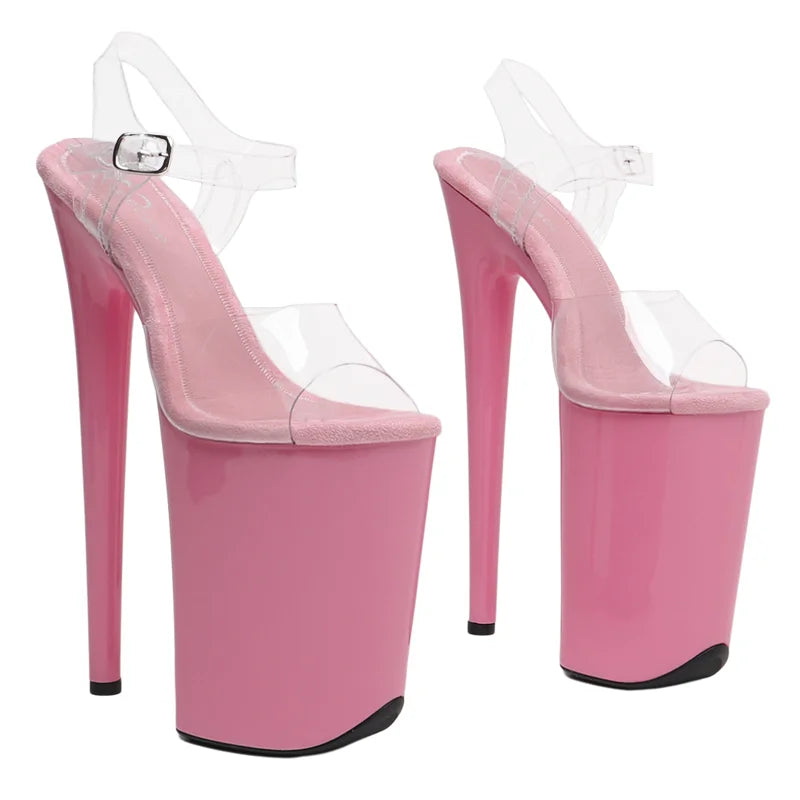 9-Inch Clear Platform Sandals - Peep Toe Exotic Dance Heels