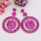 Rhinestone Round Drop Earrings | Statement Sparkle