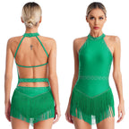 Tassel Fringe Leotard | Rhinestone | Latin Dance