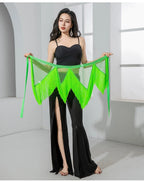Belly Dance V-Shape Hip Scarf | Fringe & Fishing Net | 5 Colors