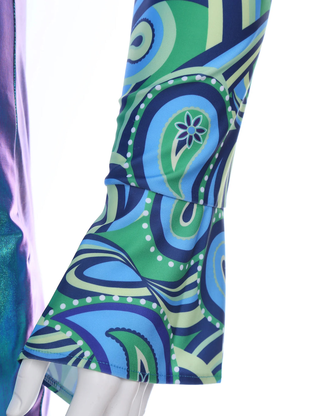 Men's 80s Disco Metallic Jumpsuit - Bell Bottom Performance Romper