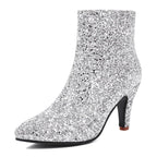 Sequin Ankle Boots | Pointed Toe | 8.5cm