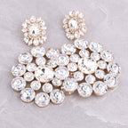 Rhinestone Drop Earrings | Round Sparkle | Clip or Pin