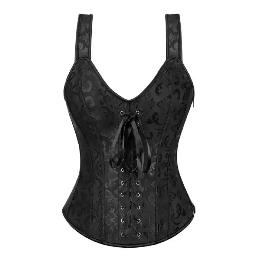 Satin Floral Overbust Corset | Straps | 12 Colors