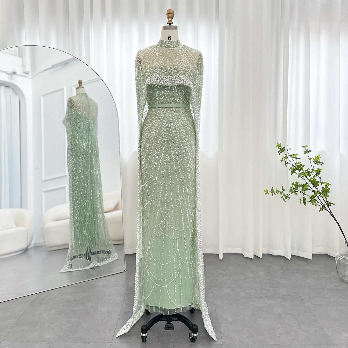 Pearl & Crystal Mermaid Gown | Cape Jacket | Strapless