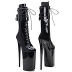 9-Inch Patent Platform Ankle Boots | Lace-Up