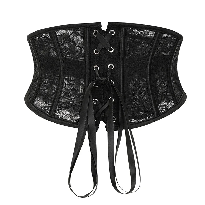 Floral Lace Underbust Corset | Waist Cincher | Back Lace-Up