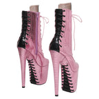 8-Inch Snake Print Platform Ankle Boots - Pole Dance Boots