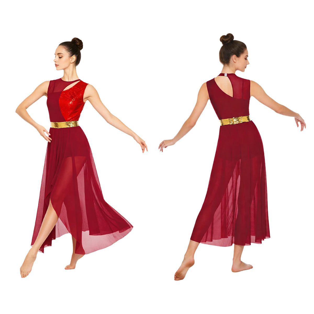 Lyrical Dance Dress | Rhinestone Asymmetric Skirt