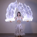 LED Belly Dance Fans - 1.5M Lace Performance Fans with Lights (Pair)
