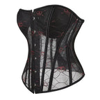 Skull Rose Overbust Corset | Mesh Panels | Gothic Burlesque