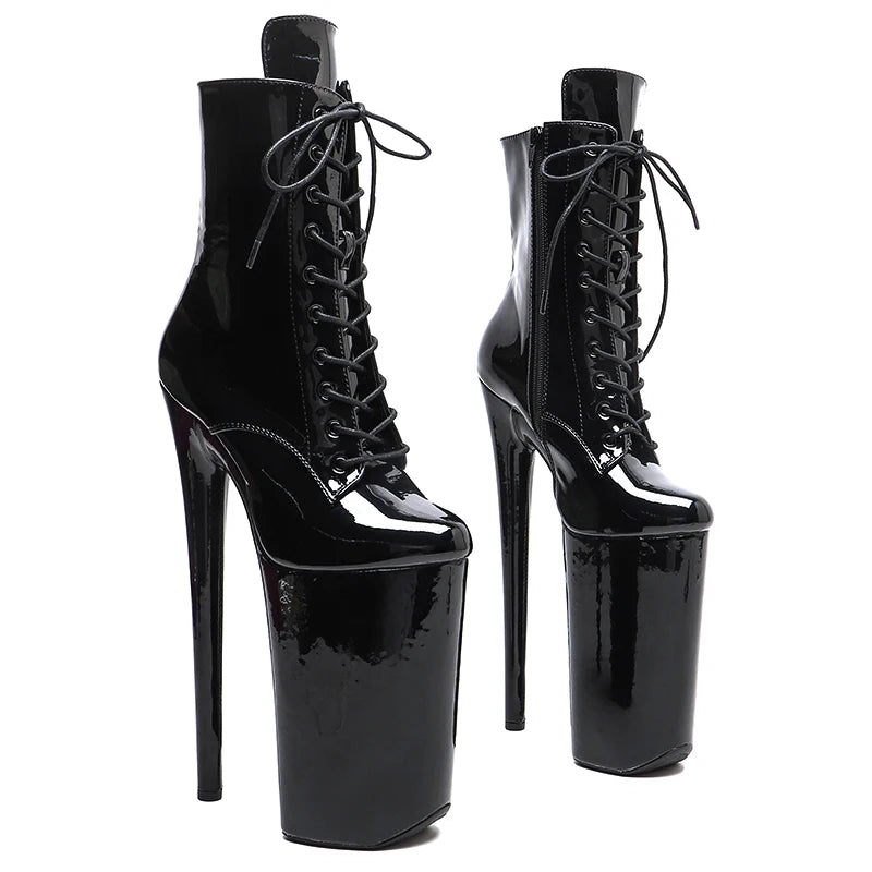 Patent Platform Ankle Boots – 9-Inch Pole Dance Heels, Black