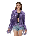 Purple Sequin Fringe Open-Front Jacket | Festival & Western | M–L