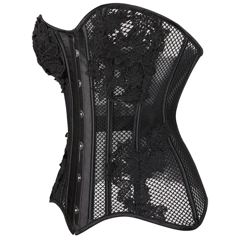 Mesh Underbust Corset | 16-Bone | Hollow Out | Plus Size