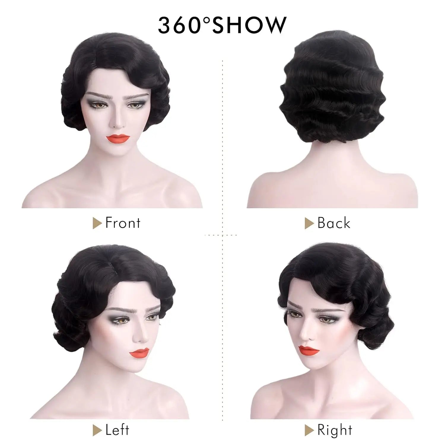 1920s Finger Wave Wig | Short Wavy | 5 Colors