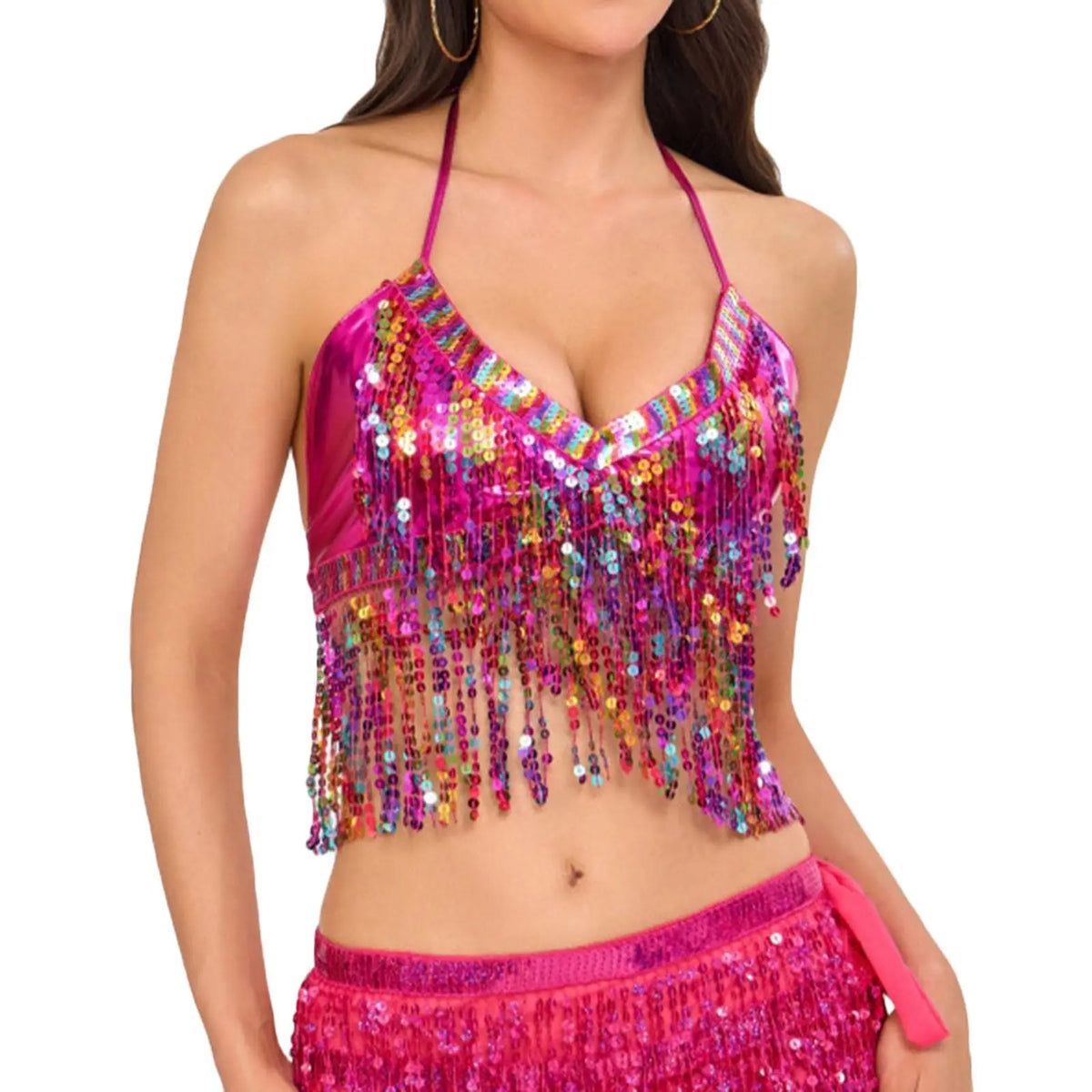 Sequin Tassel Performance Bra Top | Stage & Carnival