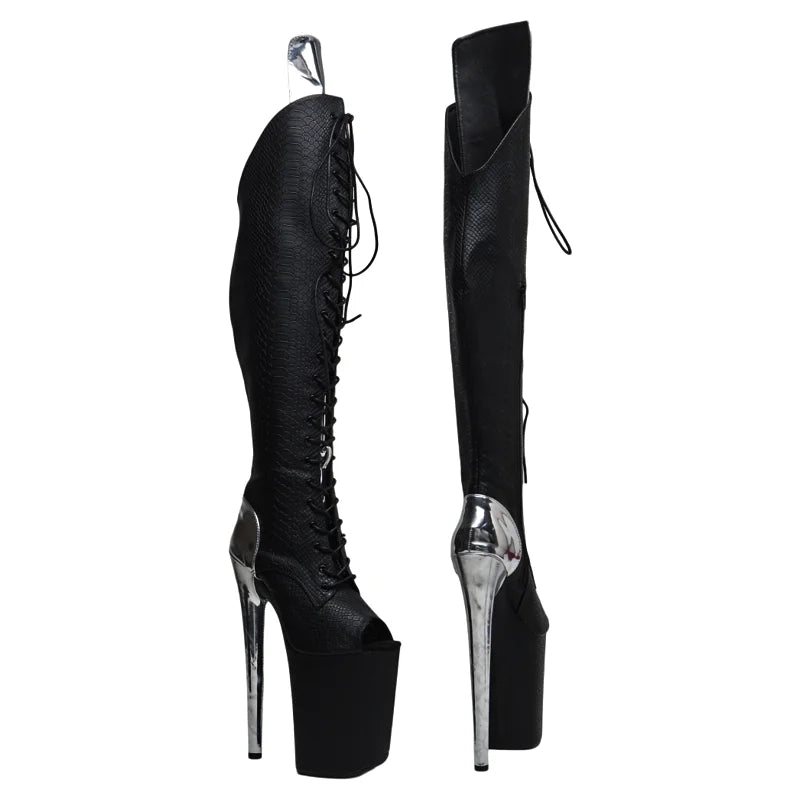 9-Inch Matte Platform Thigh-High Boots - Over the Knee Boots