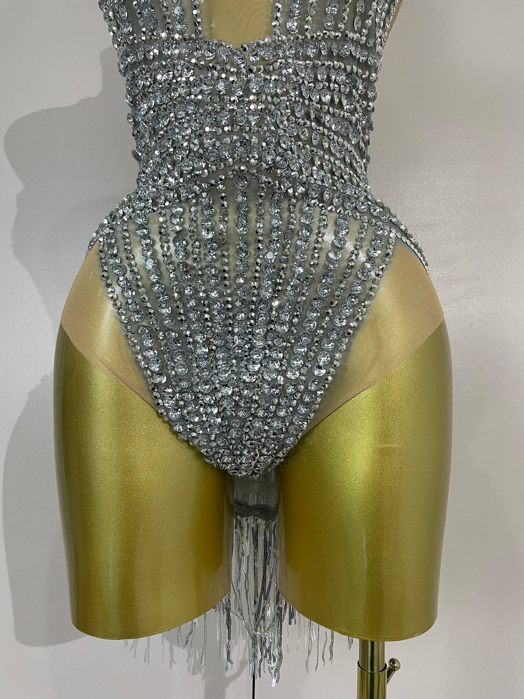 Silver Diamond Tassel Bodysuit | Stage & Club