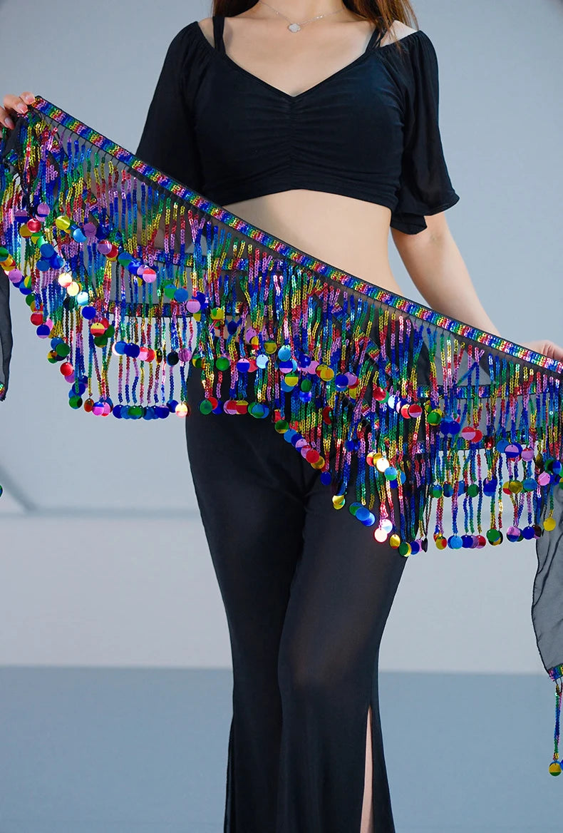 Sequin Fringe Hip Scarf | Belly Dance Belt