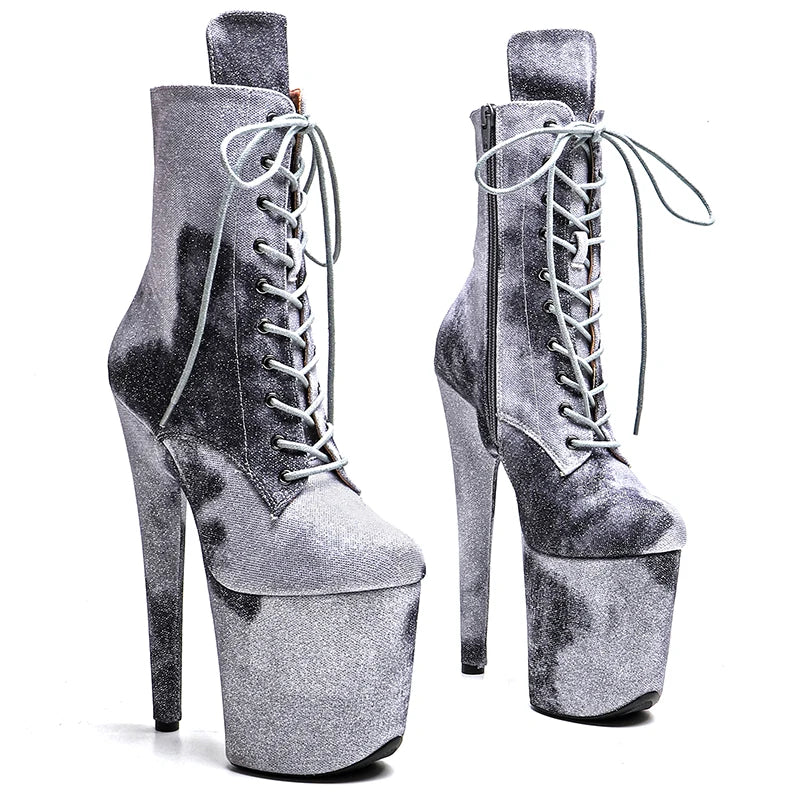 8-Inch Colorful Platform Ankle Boots - Pole Dance Boots