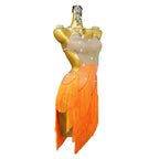 Rhinestone Latin Dance Competition Dress with Ornaments