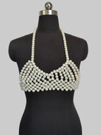 Pearl Hollow Out Crop Top - Backless Camisole Cover-Up