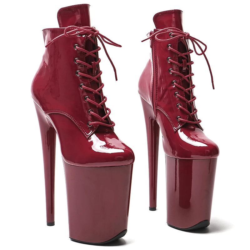 Patent Platform Ankle Boots – 9-Inch Pole Dance Heels, Multi-Color
