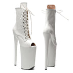 10-Inch Patent Open-Toe Ankle Boots
