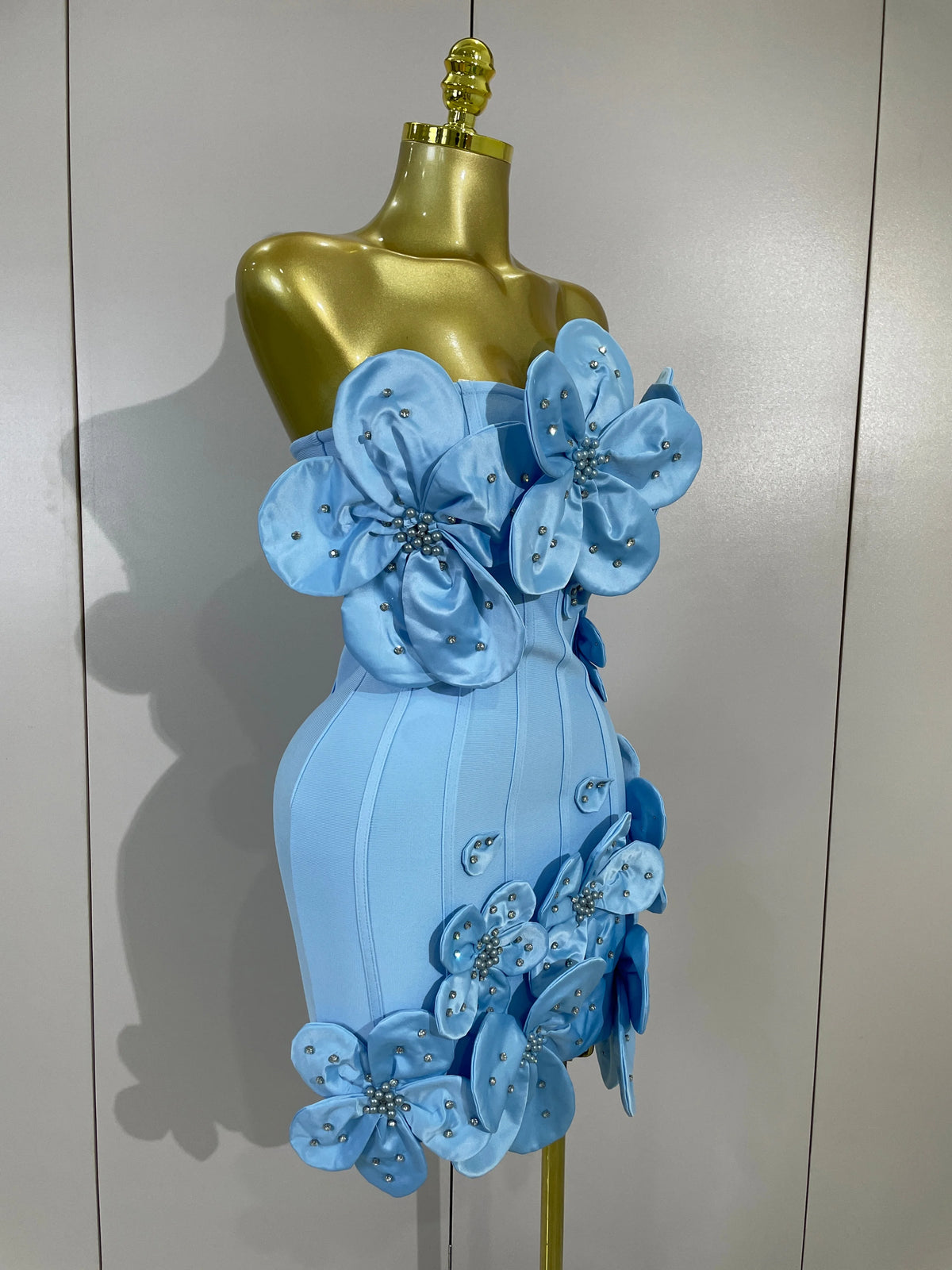 3D Beaded Flower Strapless Mini Dress | Luxury | Pageant