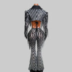 Black & White Stripes Tassel Flared Pants Coat – 2 Piece Stage Outfit