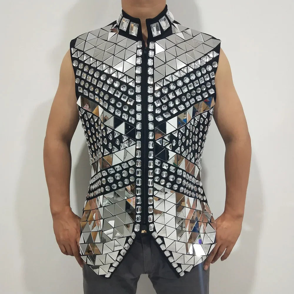 Men’s Mirror-Effect Vest | High Collar