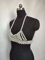 Pearl Hollow Out Crop Top - Backless Camisole Cover-Up