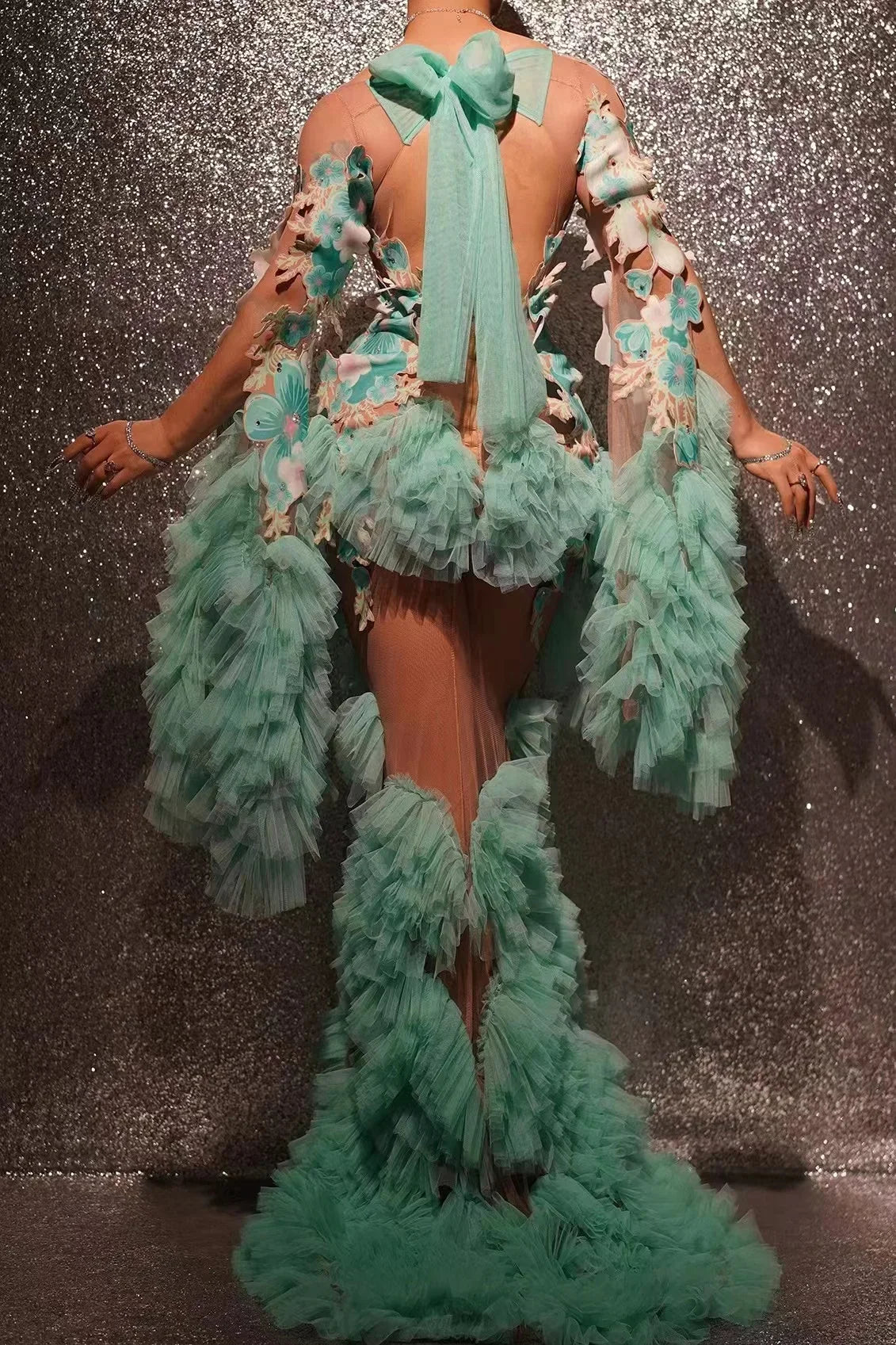 Teal Ruffle Fairy Gown | Stage & Festival