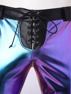 Men’s Metallic Flared Pants | Lace-Up Waist
