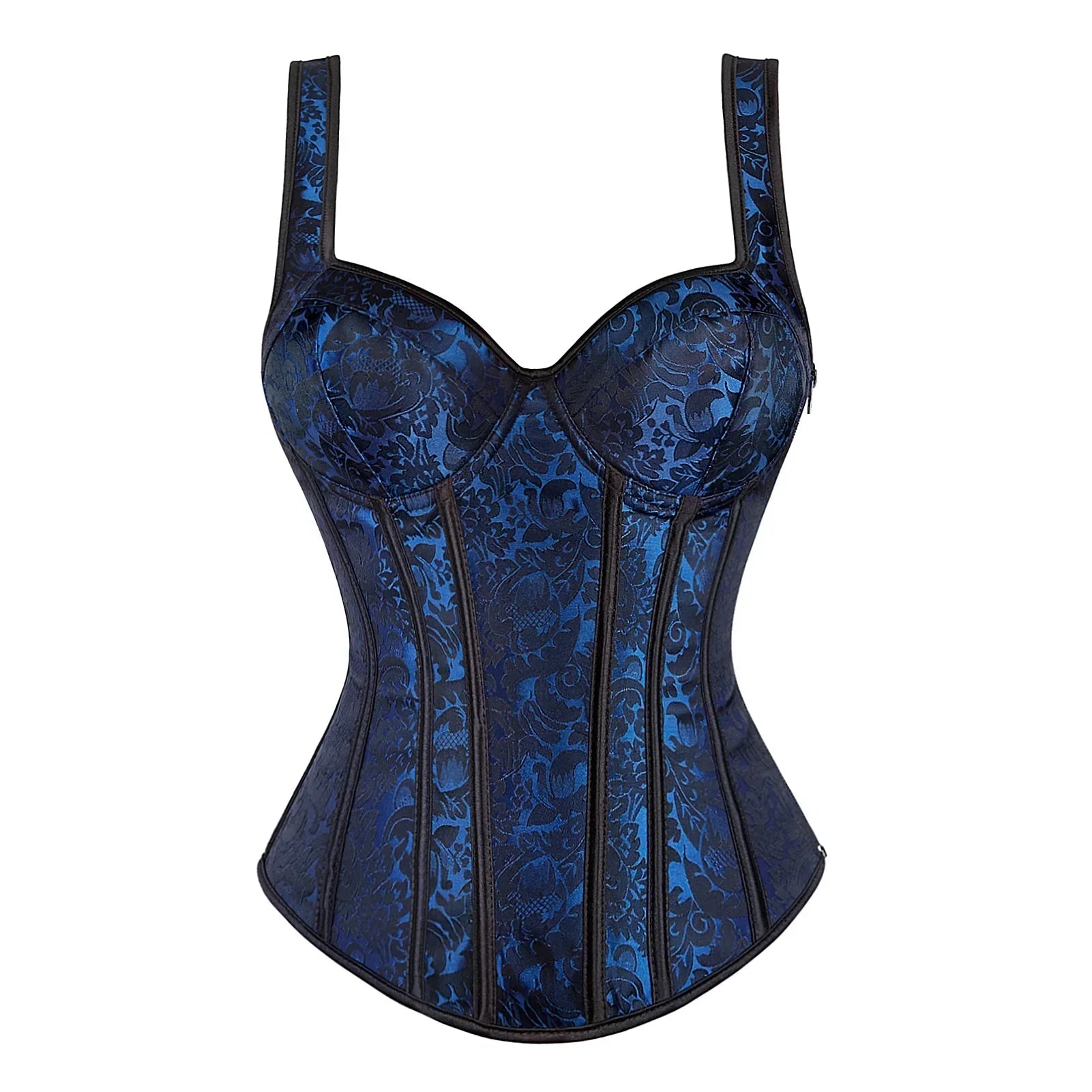 Satin Floral Overbust Corset | Straps | 12 Colors