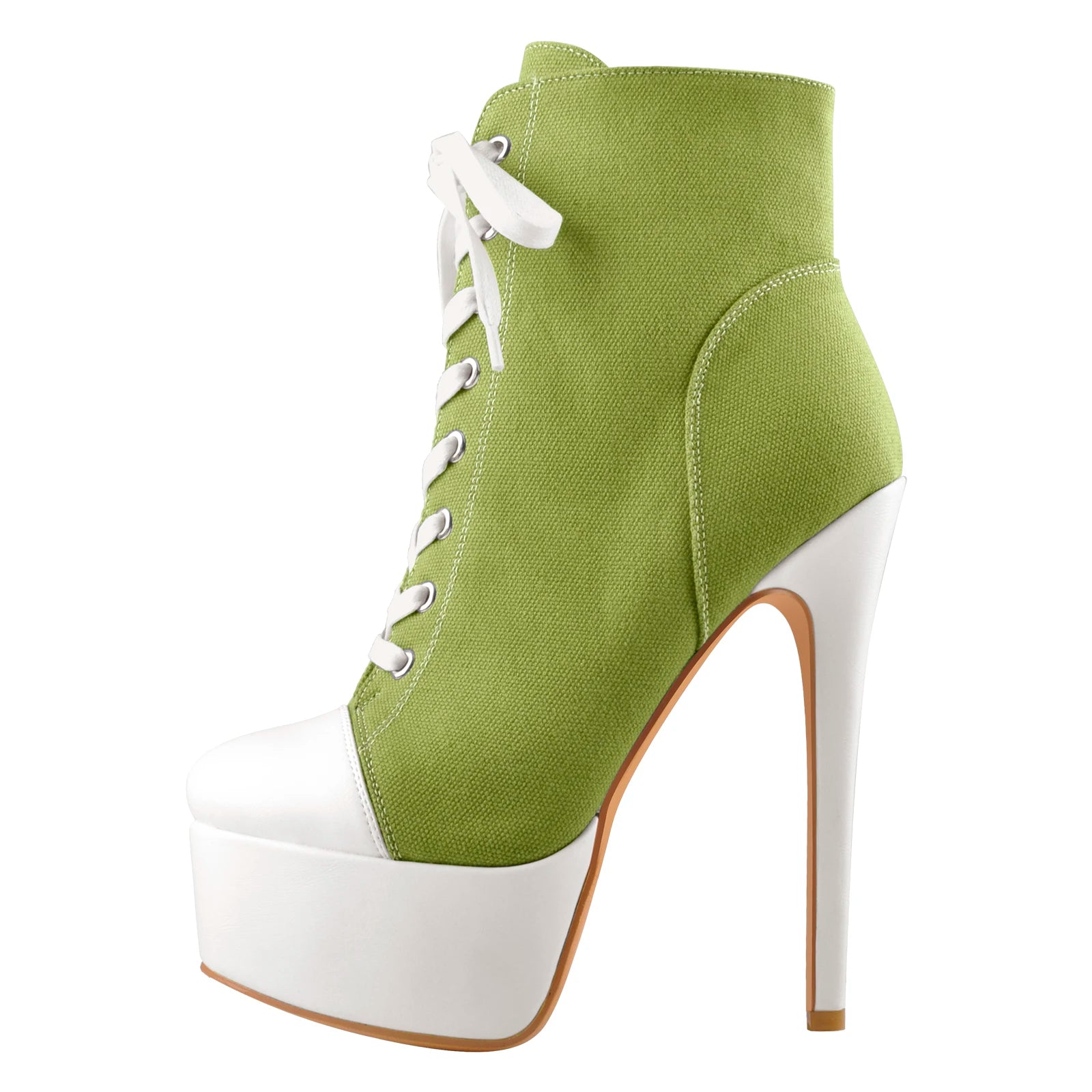 Platform Ankle Booties | Canvas Lace-Up | 16cm Heel
