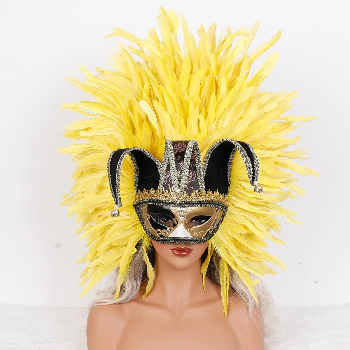 Feather Masquerade Mask | Jester Crown